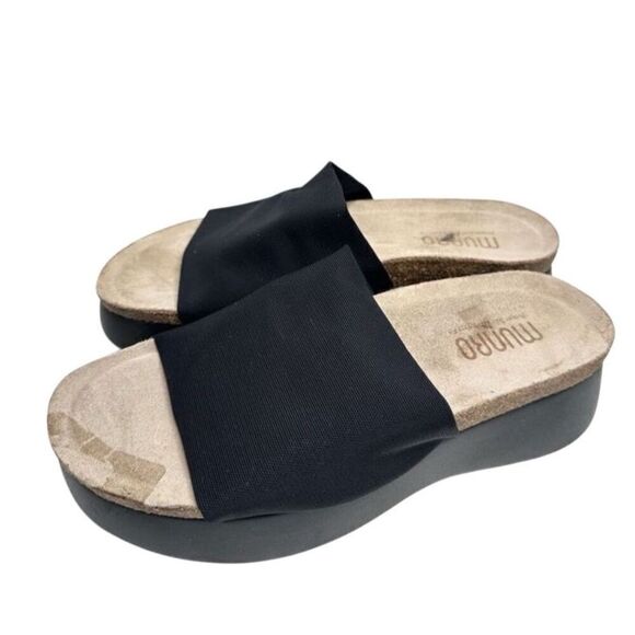 Munro Sandals Womens Size 7 Wide Fit Black Slip On Nalia Slides - Picture 1 of 10